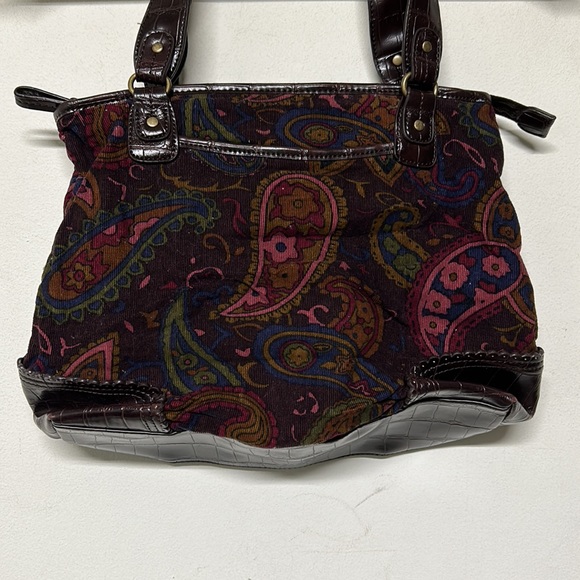 Relic Purple Paisley Corduroy & Vegan Leather Tote Bag - Picture 5 of 12